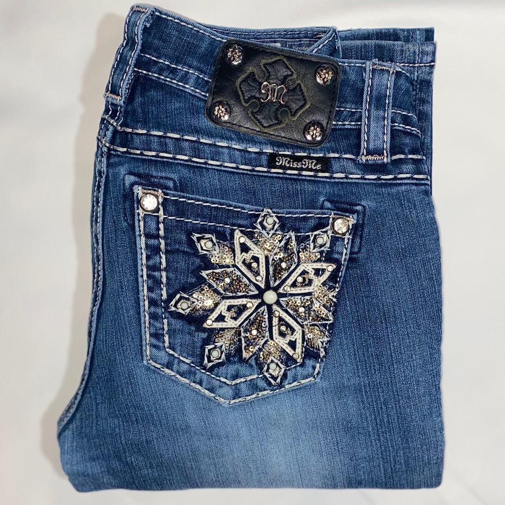 Miss Me Snowflake Bootcut Jeans